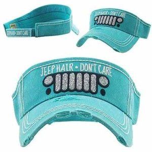 Jeep Hair Don't Care Turquoise Visor Glitter